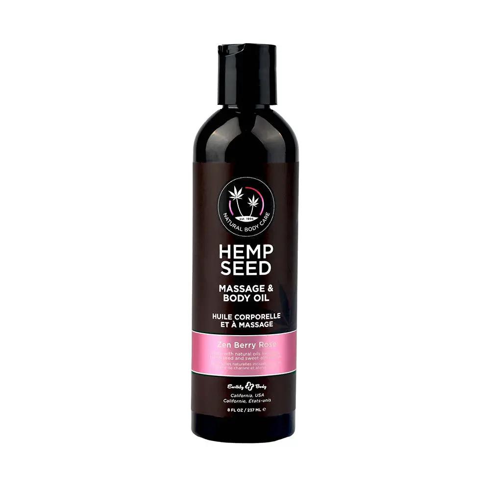 Earthly Body Hemp Seed Massage & Body Oil Zen Berry Rose 8 oz. by Earthly Body