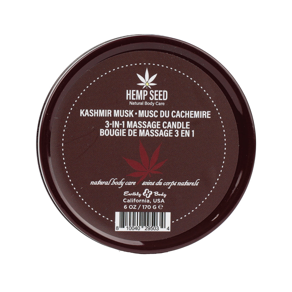 Earthly Body Hemp Seed 3-in-1 Massage Candle Kashmir Musk 6 oz. by Earthly Body