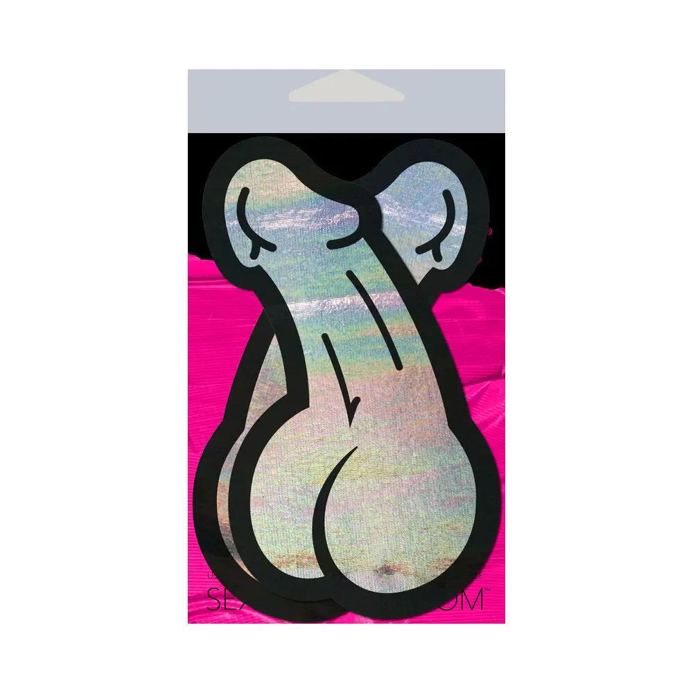 Pastease Penis: Holographic Silver Dick Nipple Pasties by Pastease