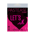 Pastease Love: Let's Fuck Black Heart on Neon Pink Base Nipple Pasties by Pastease