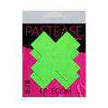 Pastease Plus X: Neon Green Day-Glow Lycra Cross Nipple Pasties by Pastease