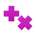 Pastease Plus X: Neon Purple Cross Nipple Pasties by Pastease