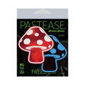 Pastease Mushroom: Shiny Red & White Glow-in-the-Dark Shroom Nipple Pasties by Pastease
