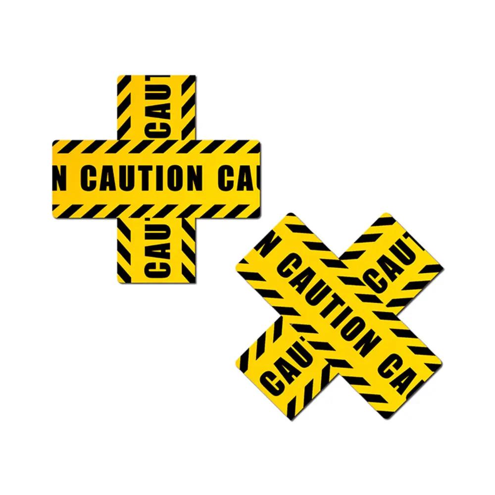 Pastease Crossed Caution Tape Nipple Pasties by Pastease