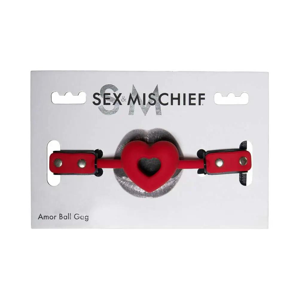 Sportsheets Sex & Mischief Amor Breathable Heart-Shaped Silicone Ball Gag Red by Sportsheets