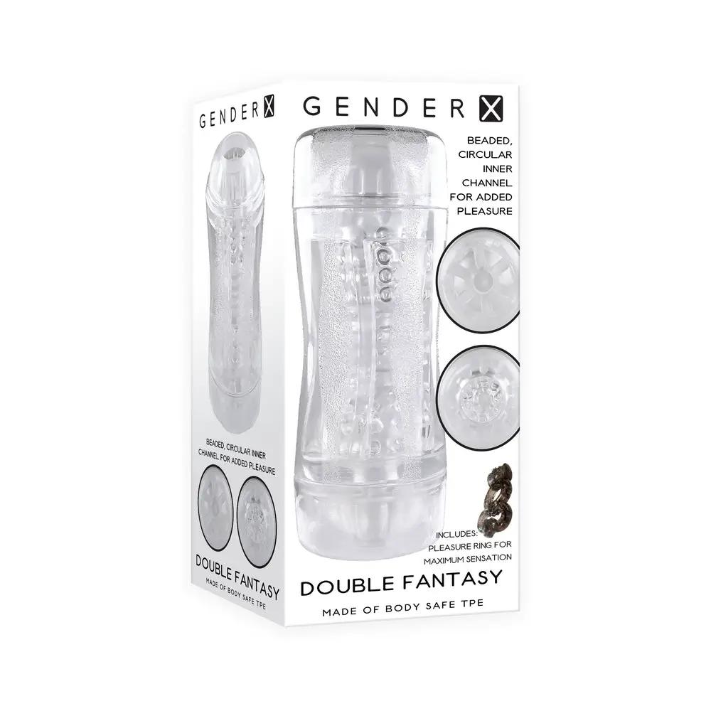 Gender X Double Fantasy Dual Entry Stroker Clear by Gender X