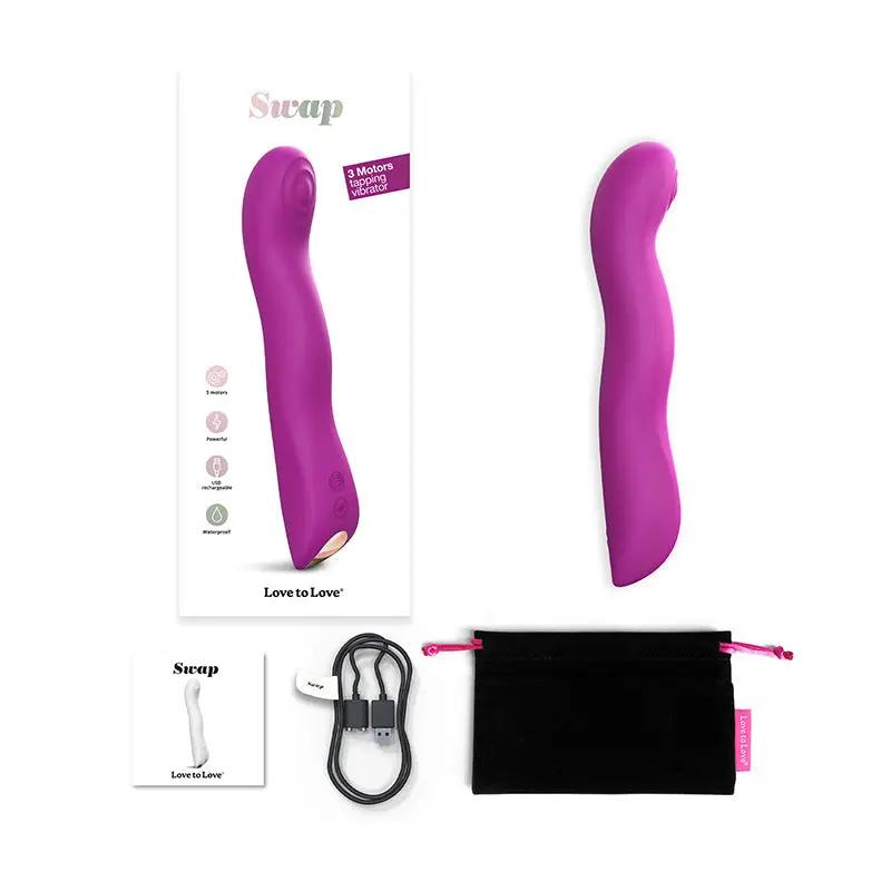 Love To Love Swap Rechargeable Triple Motor Tapping Silicone G-Spot Vibrator Sweet Orchid by Lovely Planet