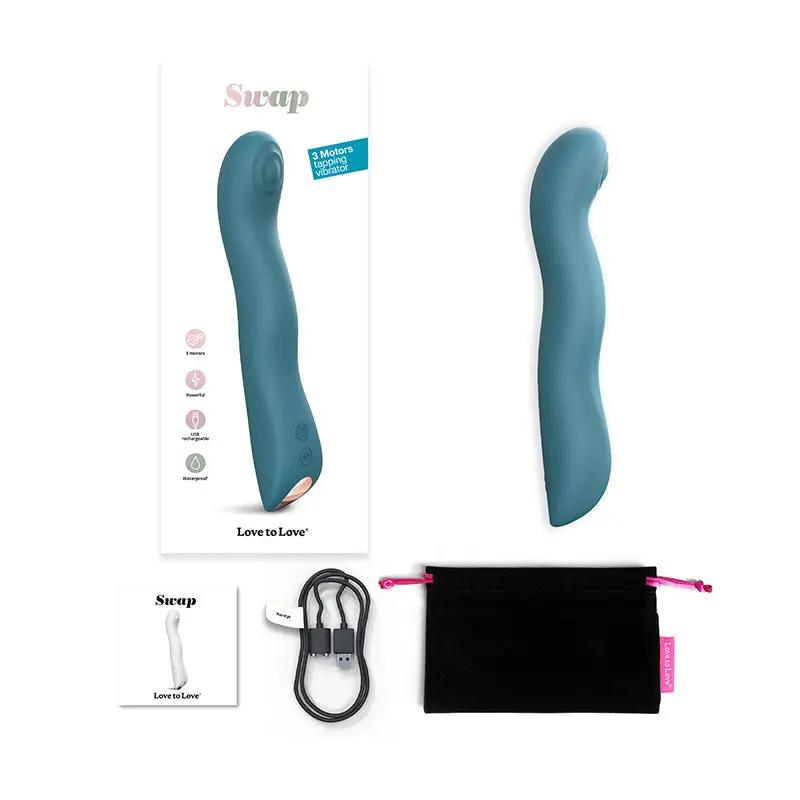Love To Love Swap Rechargeable Triple Motor Tapping Silicone G-Spot Vibrator Teal Me by Lovely Planet