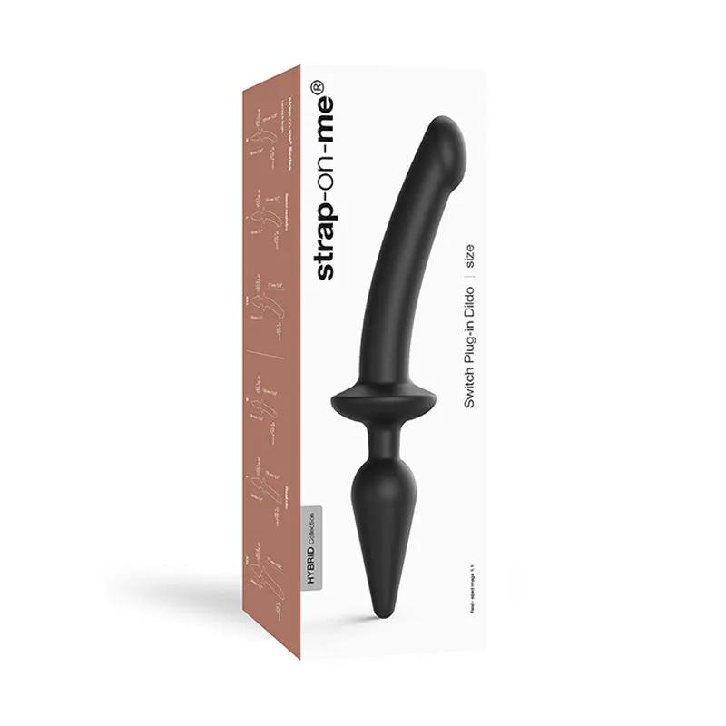Strap-On-Me Hybrid Collection Switch Plug-In Realistic Dildo Dual-Ended Black Large by Lovely Planet