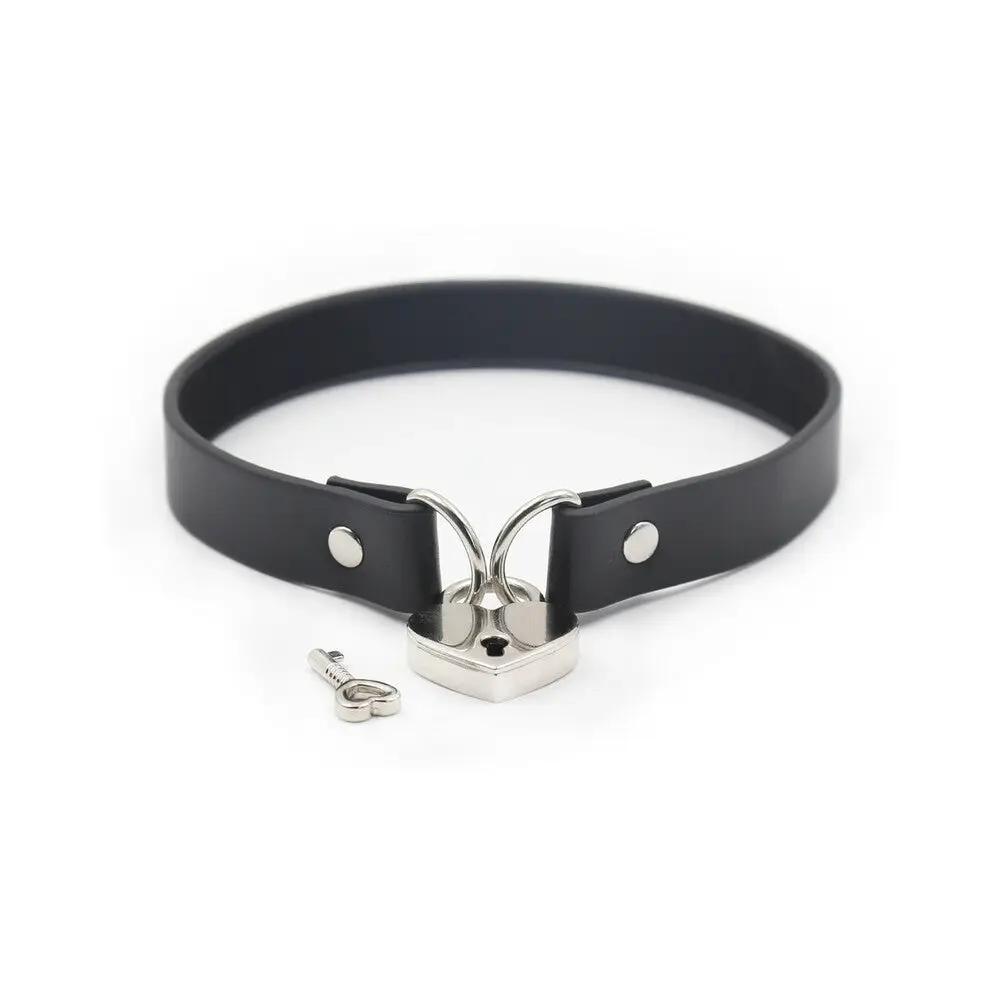 Ple'sur PVC Collar With Heart Lock & Key Black Bag Packaging by Ple'sur