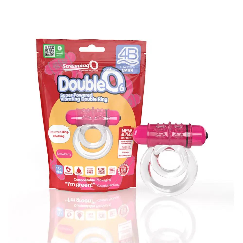 Screaming O 4B DoubleO 6 Vibrating Double Cockring Strawberry by Screaming O