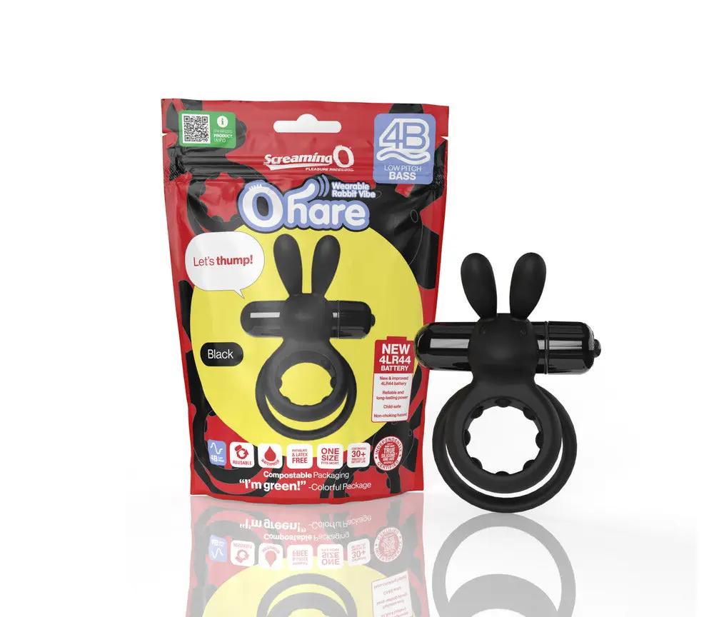Screaming O 4B Ohare Vibrating Rabbit Double Cockring Black by Screaming O