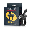 Forto Bunny Rechargeable Silicone Vibrating Cockring with Stimulating Ears Black by Forto