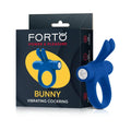 Forto Bunny Rechargeable Silicone Vibrating Cockring with Stimulating Ears Blue by Forto