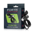 Forto Pointer Rechargeable Silicone Vibrating Dual Cockring with External Stimulator Black by Forto