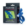 Forto Pointer Rechargeable Silicone Vibrating Dual Cockring with External Stimulator Blue by Forto