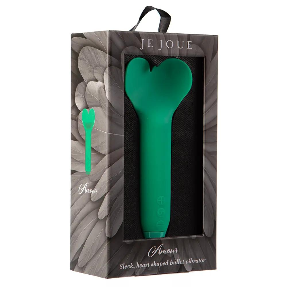 Je Joue Amour Rechargeable Silicone Heart-Shaped Fluttering Bullet Vibrator Emerald Green by Je Joue
