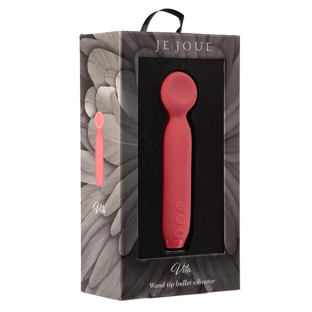 Je Joue Vita Rechargeable Silicone Wand Tip Bullet Vibrator Watermelon Pink by Je Joue
