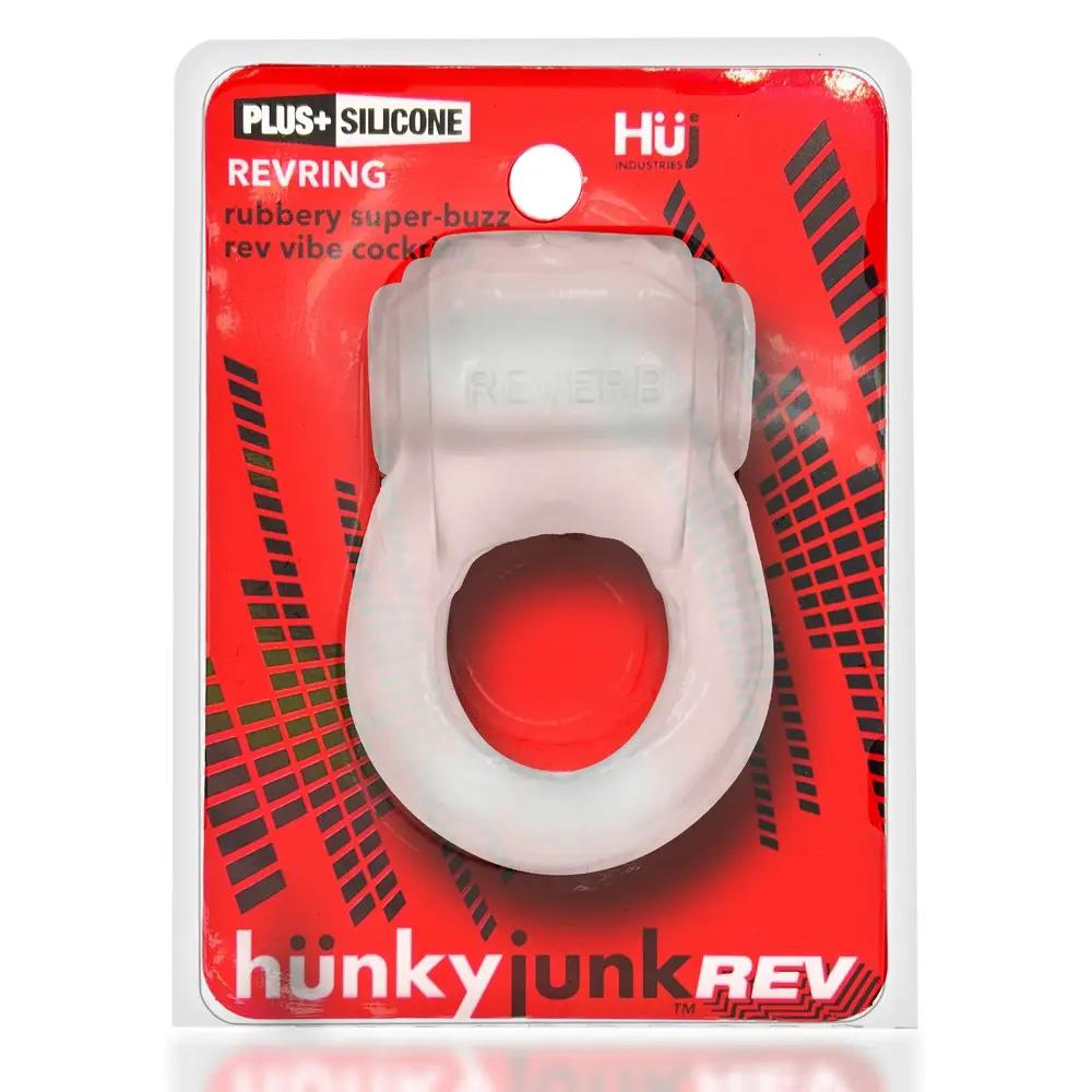 Hunkyjunk Revring Cockring with Bullet Vibrator Clear Ice by Oxballs