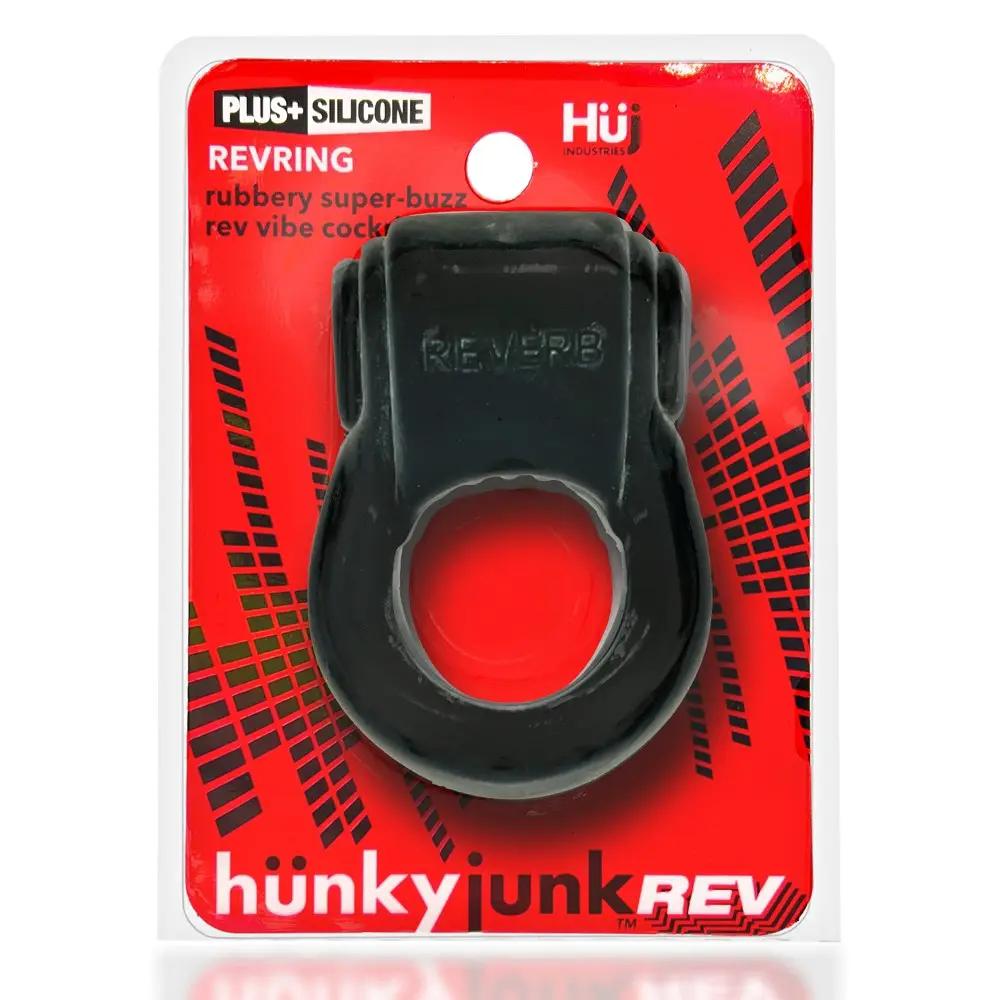 Hunkyjunk Revring Cockring with Bullet Vibrator Tar Ice by Oxballs