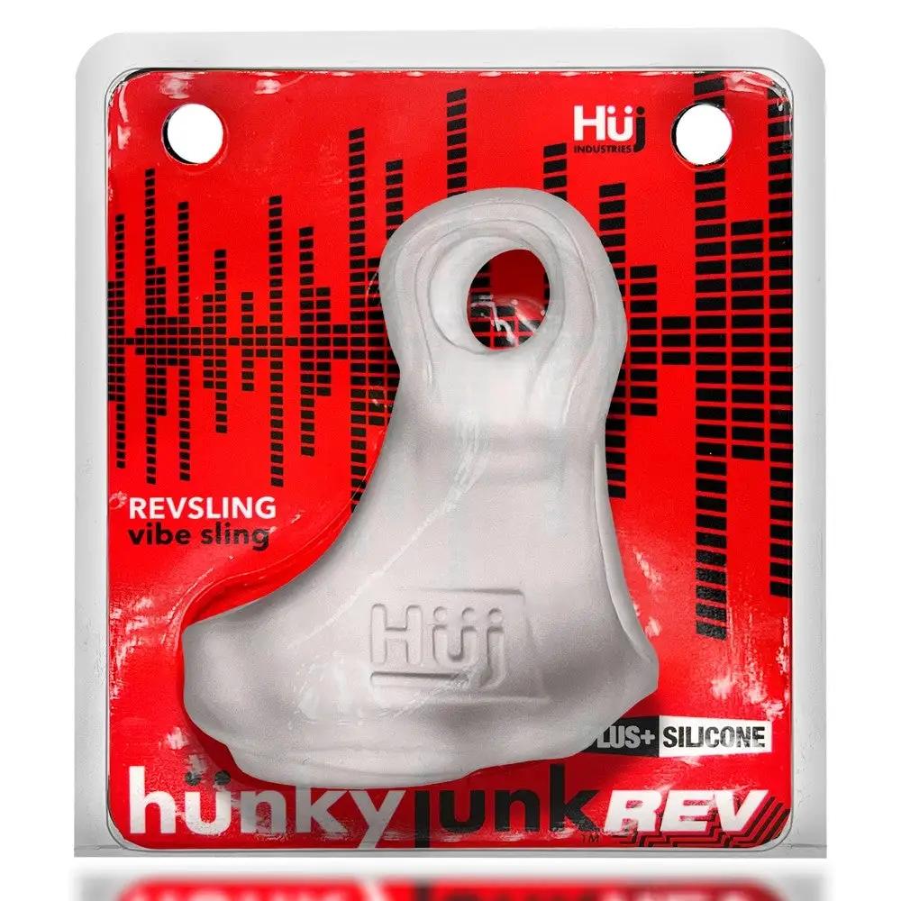 Hunkyjunk Revsling Cock & Ball Sling with Bullet Vibrator Clear Ice by Oxballs