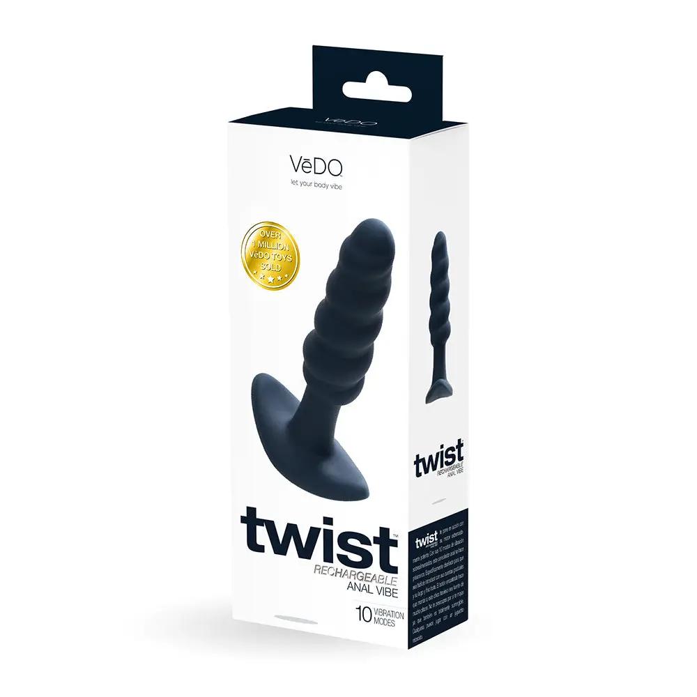 VeDO Twist Rechargeable Silicone Vibrating Anal Plug Black by VeDO