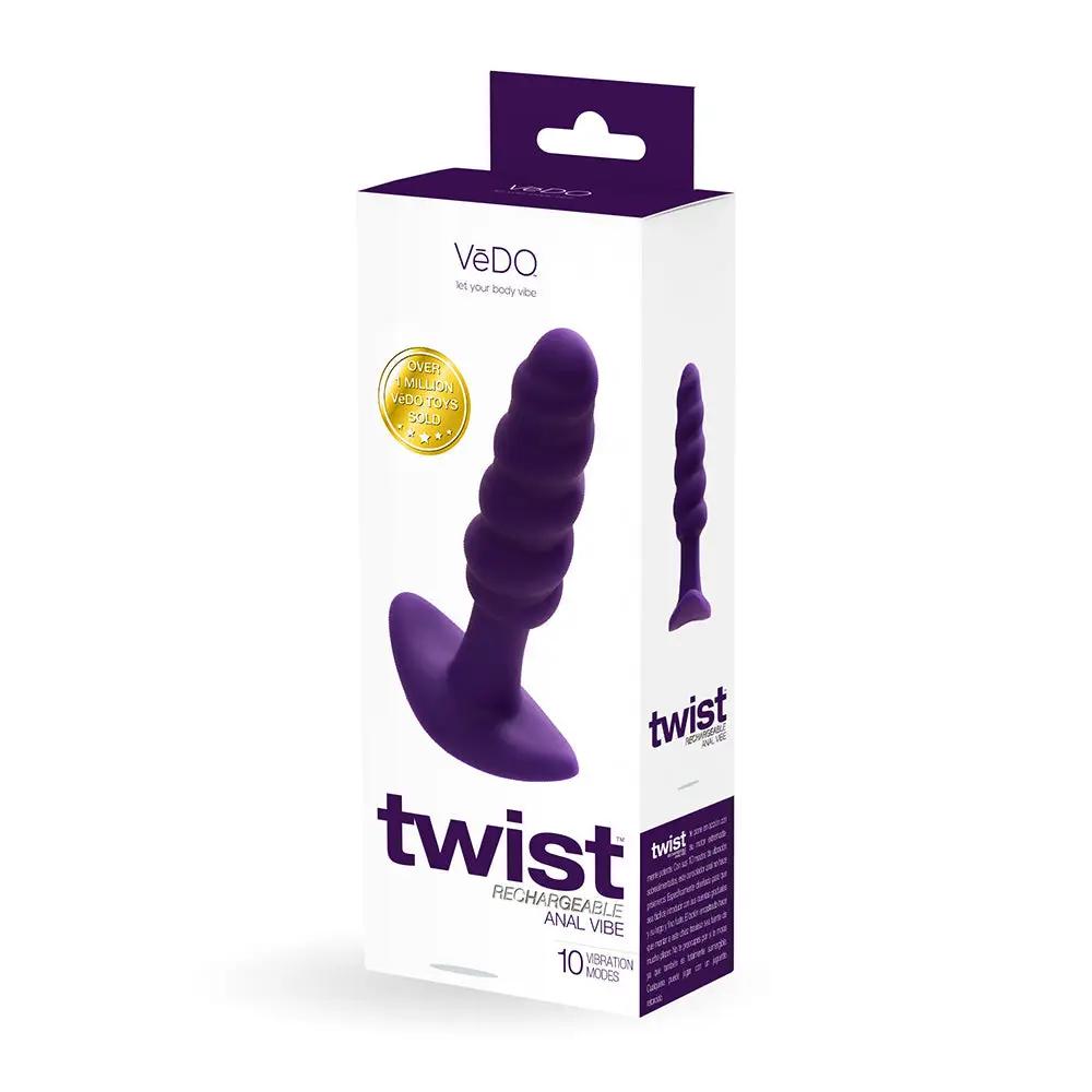 VeDO Twist Rechargeable Silicone Vibrating Anal Plug Purple by VeDO