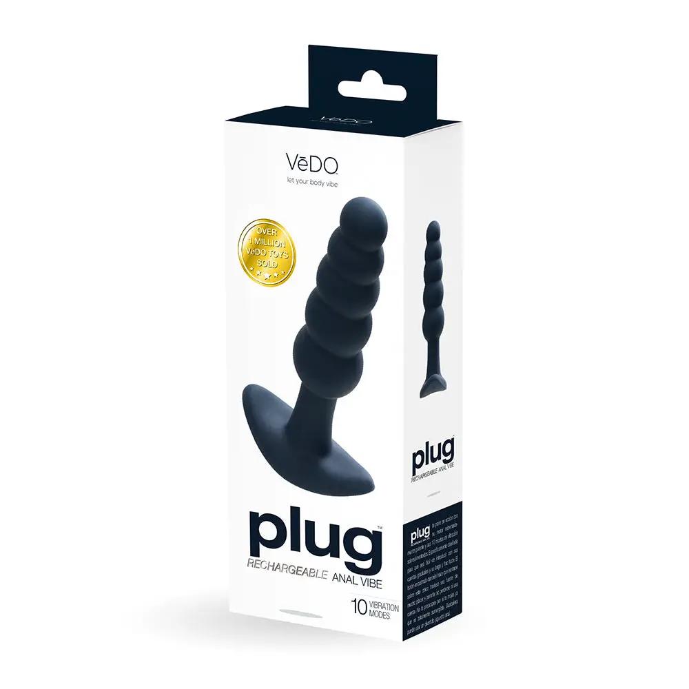 VeDO Plug Rechargeable Silicone Vibrating Anal Plug Black by VeDO