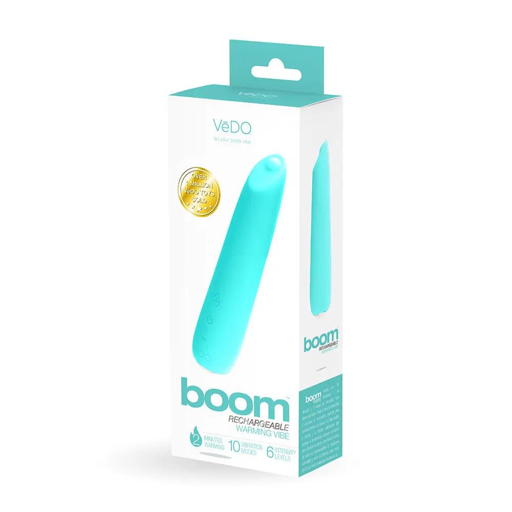 VeDO Boom Rechargeable Warming Silicone Slimline Vibrator Turquoise by VeDO