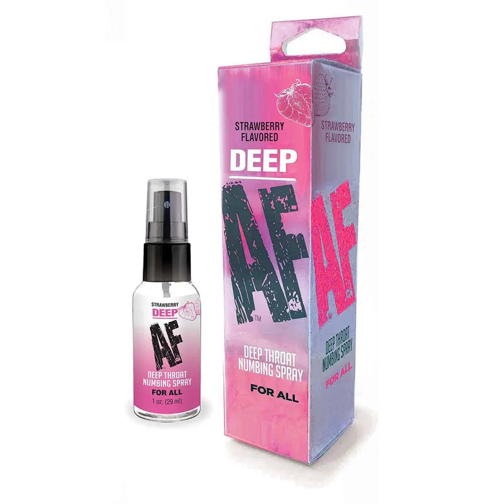 Deep AF Strawberry Flavored Deep Throat Numbing Spray 1 oz. by Little Genie
