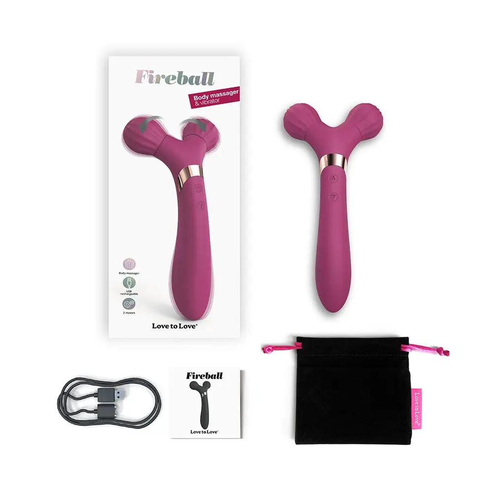Love to Love Fireball Rechargeable Dual Ended Silicone Body Massager & Vibrator Plum Star by Lovely Planet