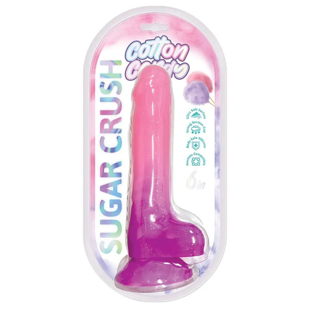 Cotton Candy Sugar Crush 6 in. Silicone Dildo Pink/Purple by Hott Products