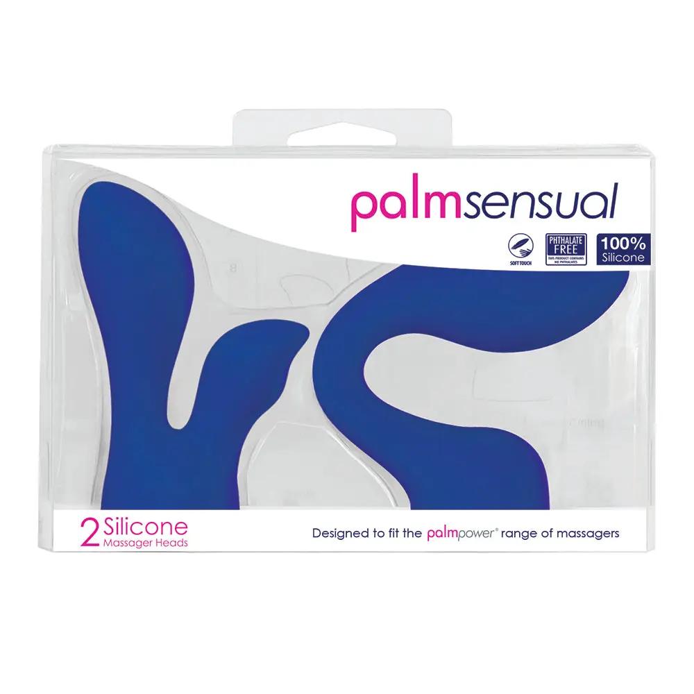 PalmPower PalmSensual Attachments 2-Piece Silicone Massager Heads Blue by BMS
