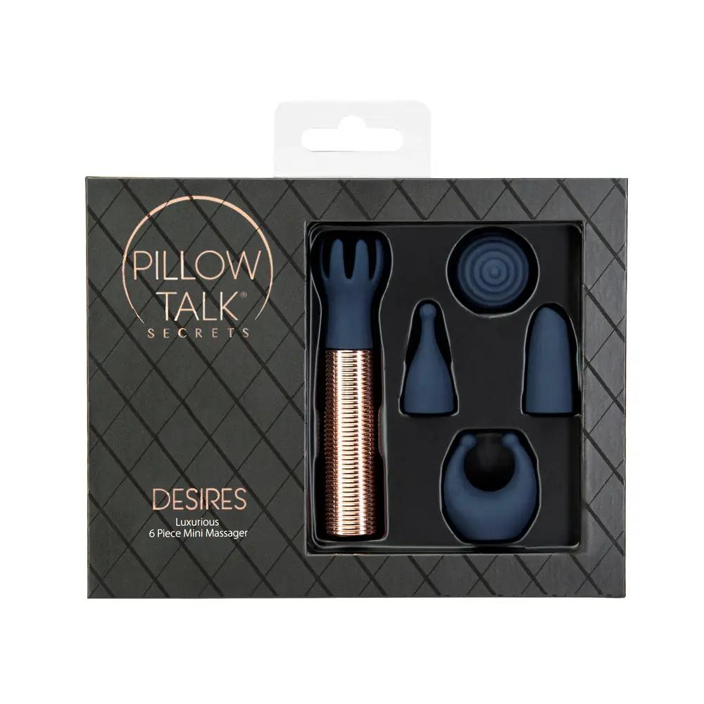 Pillow Talk Secrets Desires 6-Piece Silicone Mini Massager Set Navy by BMS