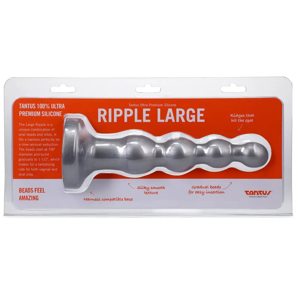 Tantus Ripple Large 8 in. Anal Beads Dildo Medium-Firm Silver by Tantus