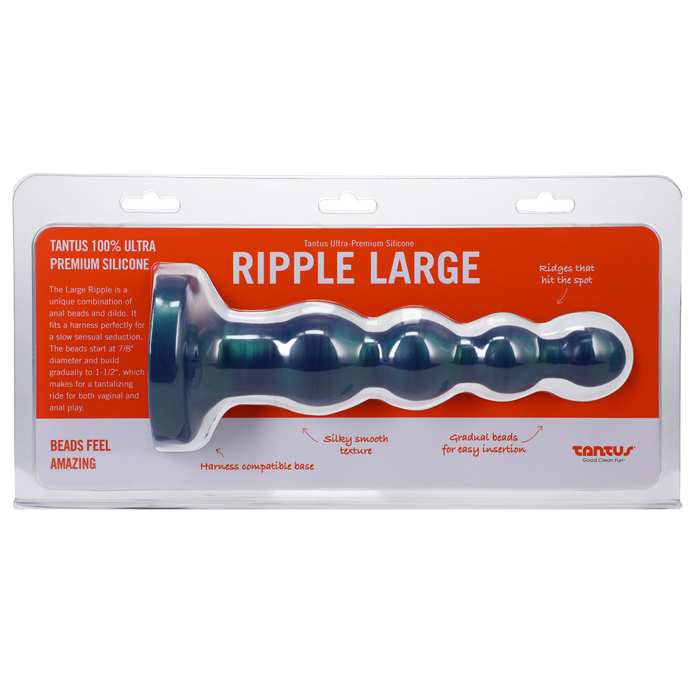 Tantus Ripple Large 8 in. Anal Beads Dildo Medium-Firm Malachite by Tantus