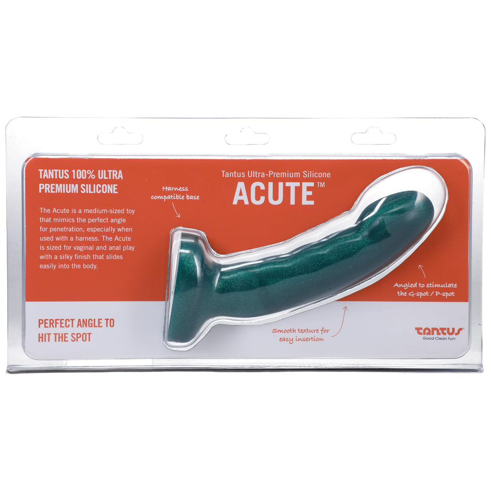 Tantus Acute 5.5 in. Curved Dildo Medium-Firm Emerald by Tantus