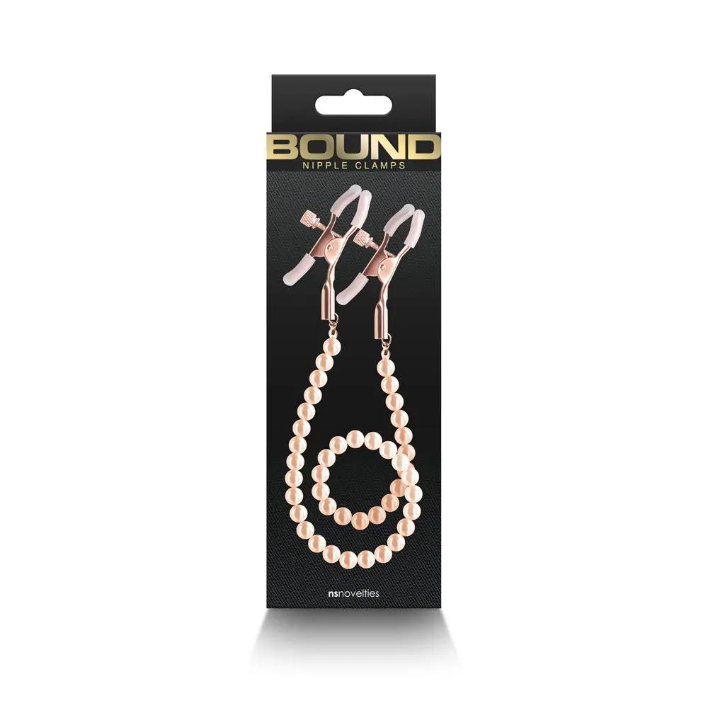 Bound Nipple Clamps DC1 Rose Gold by NS Novelties