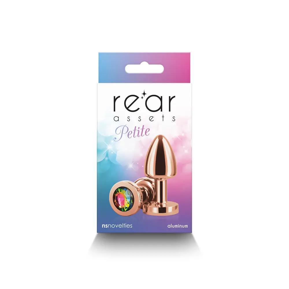 Rear Assets Petite Metal Anal Plug Rose Gold/Rainbow by NS Novelties