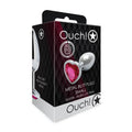 Ouch! Heart Gem Butt Plug Small Silver/Rubellite Pink by Shots
