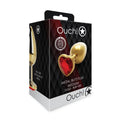 Ouch! Heart Gem Butt Plug Medium Gold/Ruby Red by Shots
