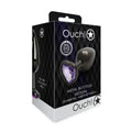 Ouch! Heart Gem Butt Plug Medium Gunmetal/Amethyst by Shots