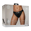 Ouch! Vibrating Strap-on Panty Harness with Open Back Black M/L by Shots