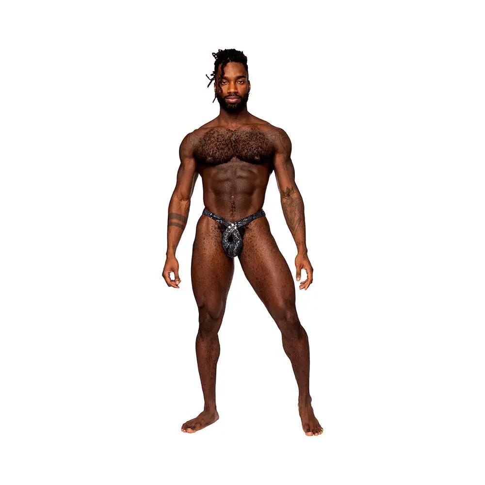 Male Power S'naked Criss Cross Thong Black/Blue S/M by Male Power