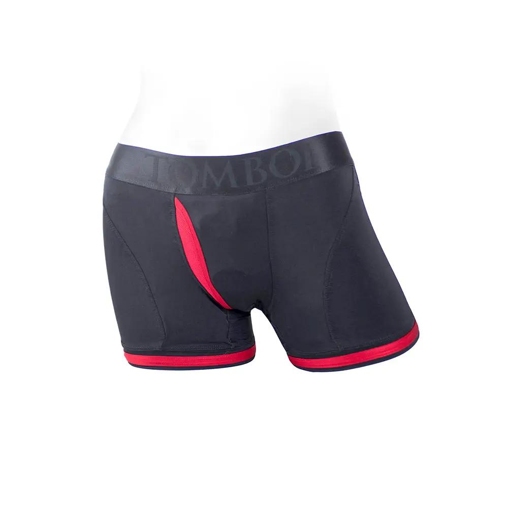 SpareParts Tomboii Nylon Boxer Briefs Harness Black/Red Size S by SpareParts