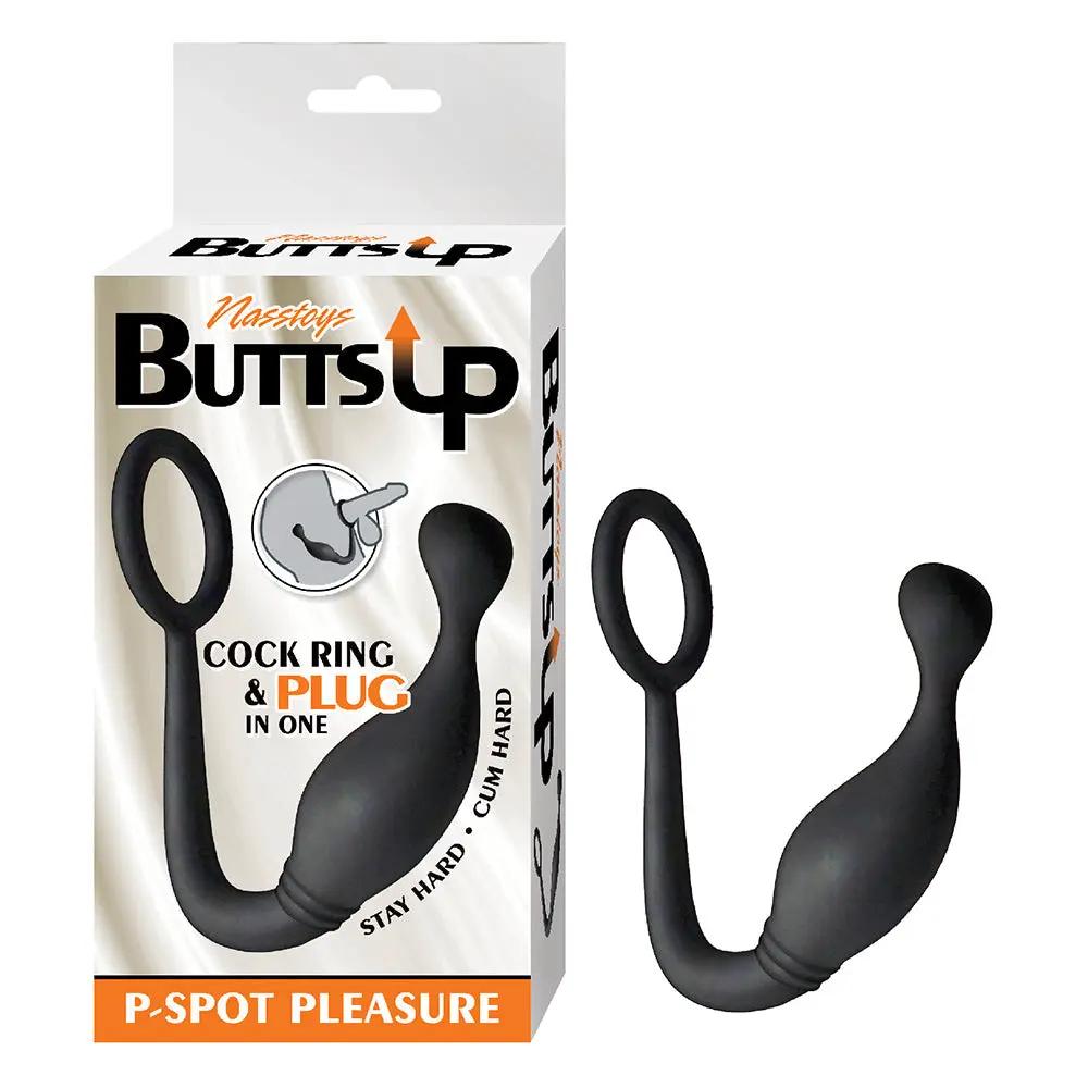 Nasstoys Butts Up P-Spot Pleasure Silicone Cock Ring & Anal Plug Black by Nasstoys