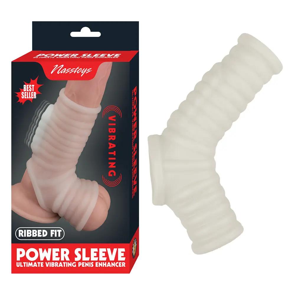 Nasstoys Power Sleeve Ribbed Fit Vibrating Penis Enhancer White by Nasstoys