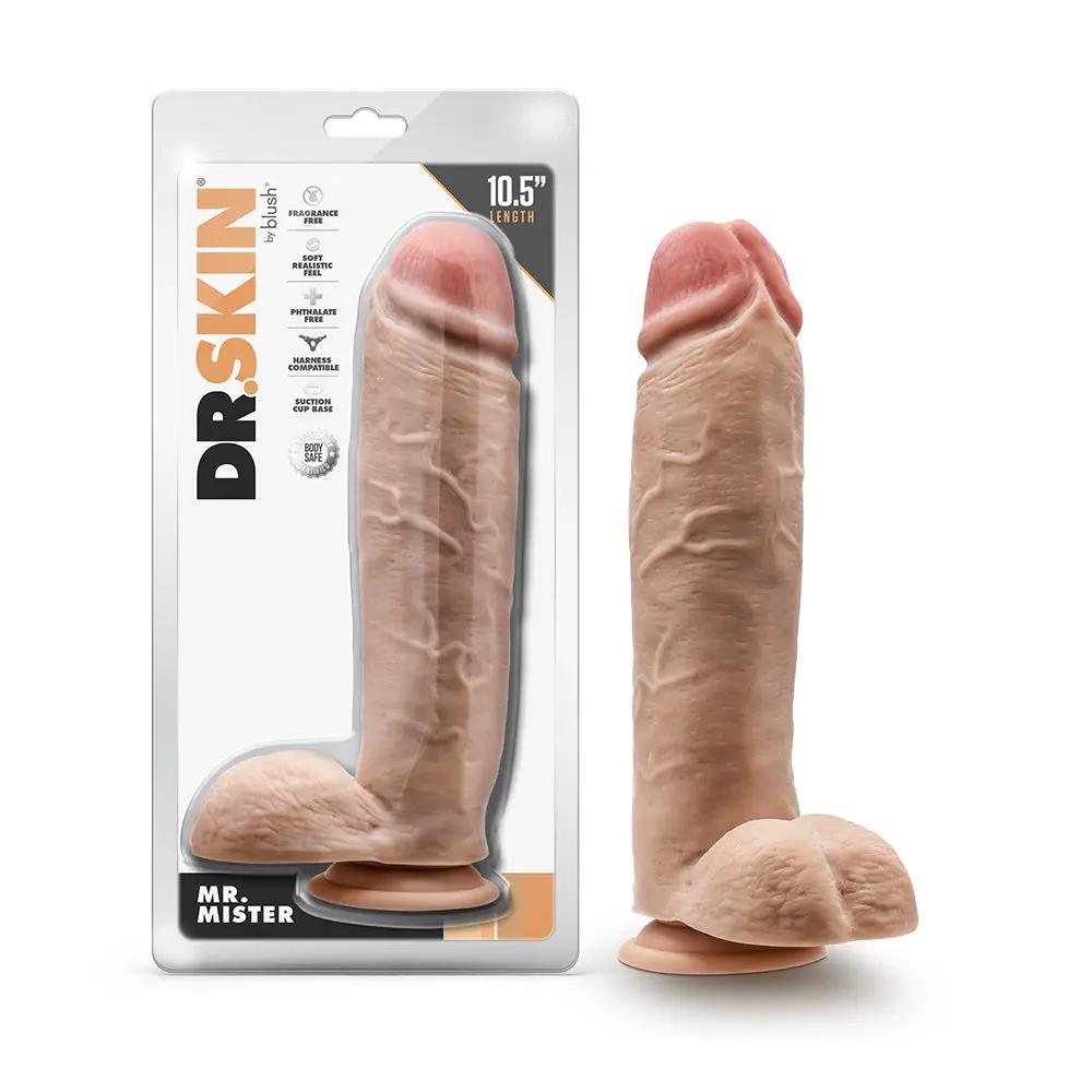 Dr. Skin Mr. Mister Realistic 10.5 in. Dildo with Balls Beige by Blush