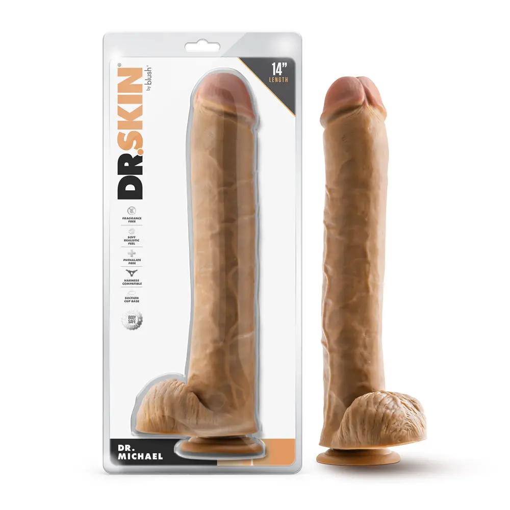 Dr. Skin Dr. Michael 14 in. Dildo with Balls Tan by Blush