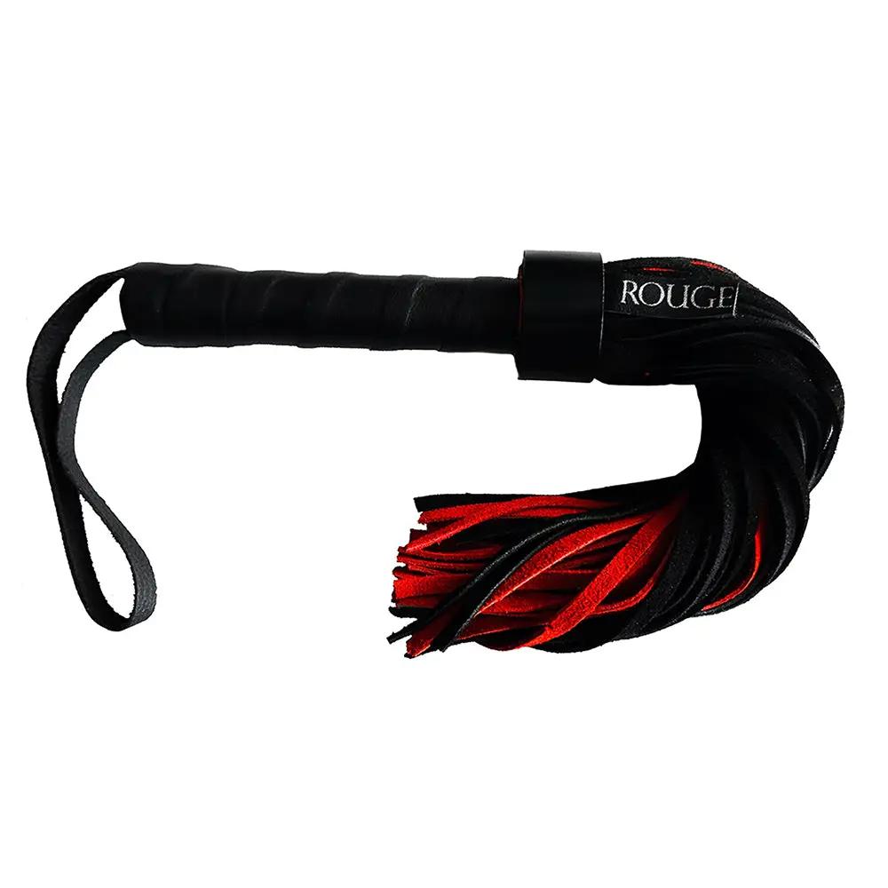 Rouge Short Suede Flogger Leather Handle Black/Red by Rouge Garments